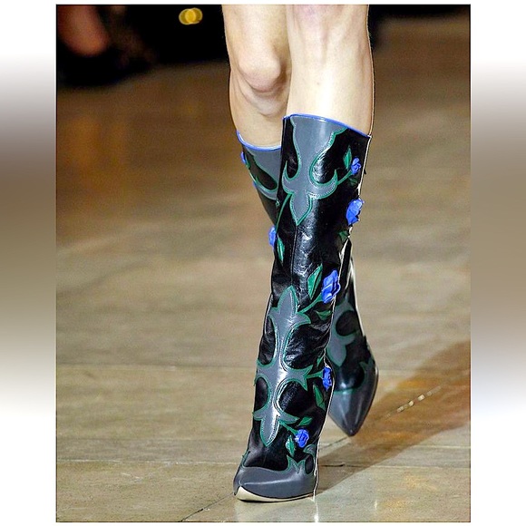 Miu Miu Shoes - MIU MIU Floral Embellished Runway Boots As Seen On TAYLOR SWIFT In VOGUE